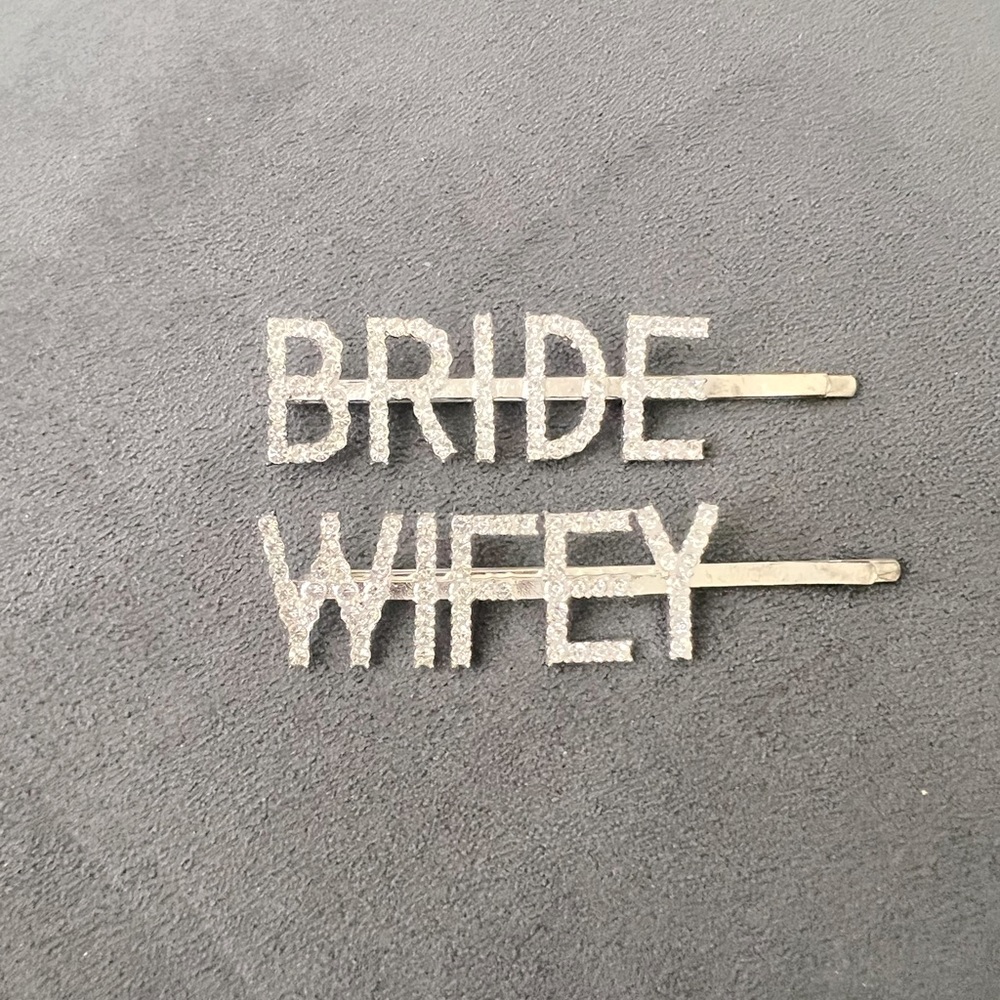 New, never worn Bride and Wifey hair pins
